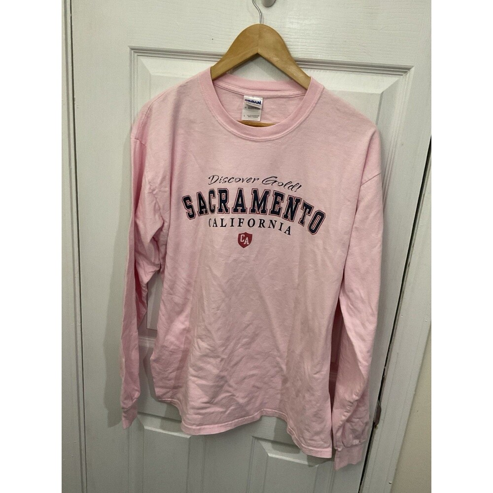 Gildan Pink Sacramento California Long Sleeve T-Shirt